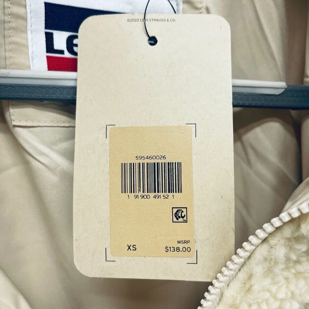 Levi's Original Women's Sherpa Fleece Teddy Jacket Beige Size XS New